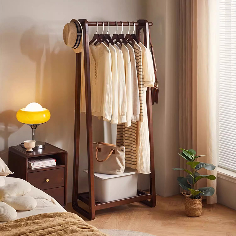 All Solid Wood Clothes Hanger Floor-Standing Bedroom Living Room Coat Rack Simple Clothes Drying Rack Household Space-Saving Clothes Hanger