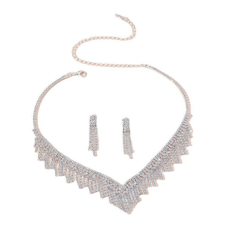 Европейское и американское ретро с бриллиантами ключица ожерелье Серьги Серьги Серьги Цепочки из когтей Струза кисточки минималистское платье дикое ожерелье женский