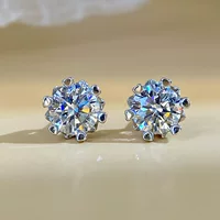 Серьги-снежинки из стерлингового серебра 925 пробы с муассанитом для женщин, серьги с муассанитом, серьги с шестью когтями, простые элегантные прямые трансляции, горячий стиль