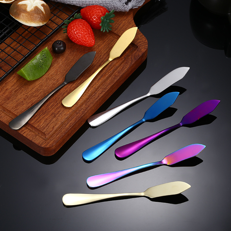 Factory direct 410 stainless steel cream knife plated color bread cream jam butter spatula laser LOGO Factory direct 410 stainless steel cream knife plated color bread cream jam butter spatula laser LOGO