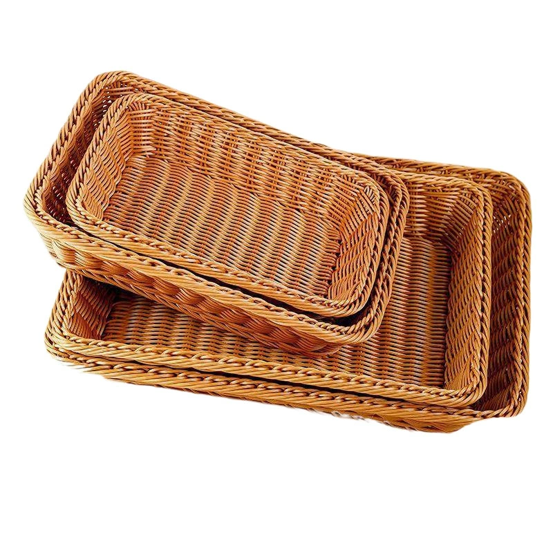 Imitation rattan fruit plate bread basket set up a stall hotel barbecue display sandwiches steamed buns and candy rectangular storage basket