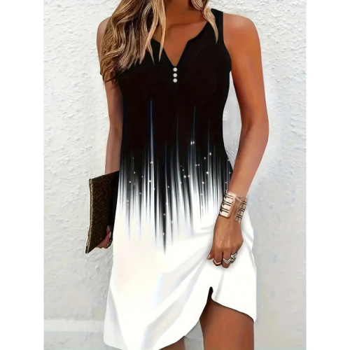 Summer hit European and American women's dress Sleeveless mid-length dress women's wholesale
