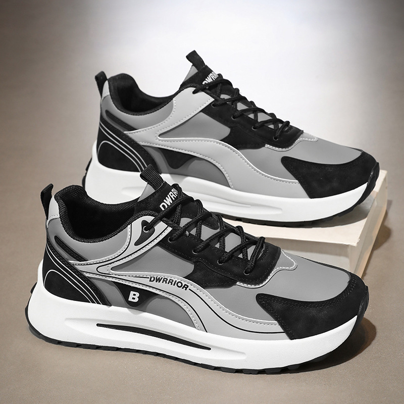 Agan zapatos de cuero de primavera impermeable universal para hombre correr viajes antideslizantes zapatos deportivos de altura