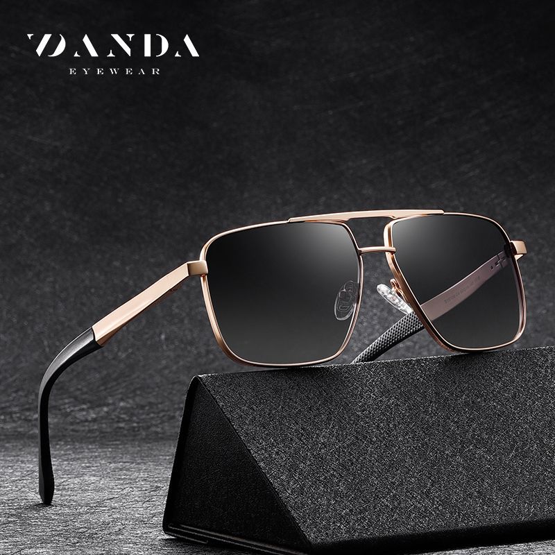 Nuevas gafas de sol polarizadas S15109 Gafas de sol de protección solar al aire libre para hombres con montura clásica Gafas de sol de metal de doble haz