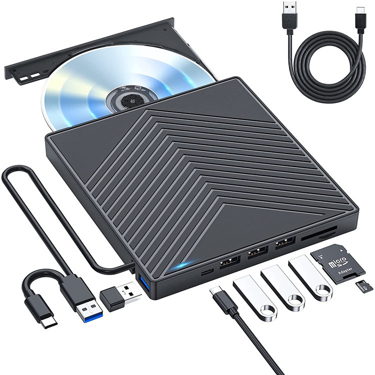 USB3.0多功能插卡DVD-RW刻录机TYPE-C外置七合一电脑光盘移动光驱