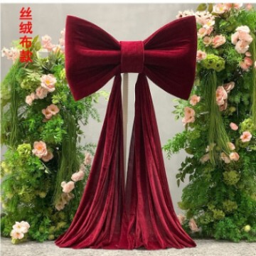 Wedding Pink Bow Decoration Arrangement, Satin Velvet Drapes, Wedding Room, Birthday Photography Decorations