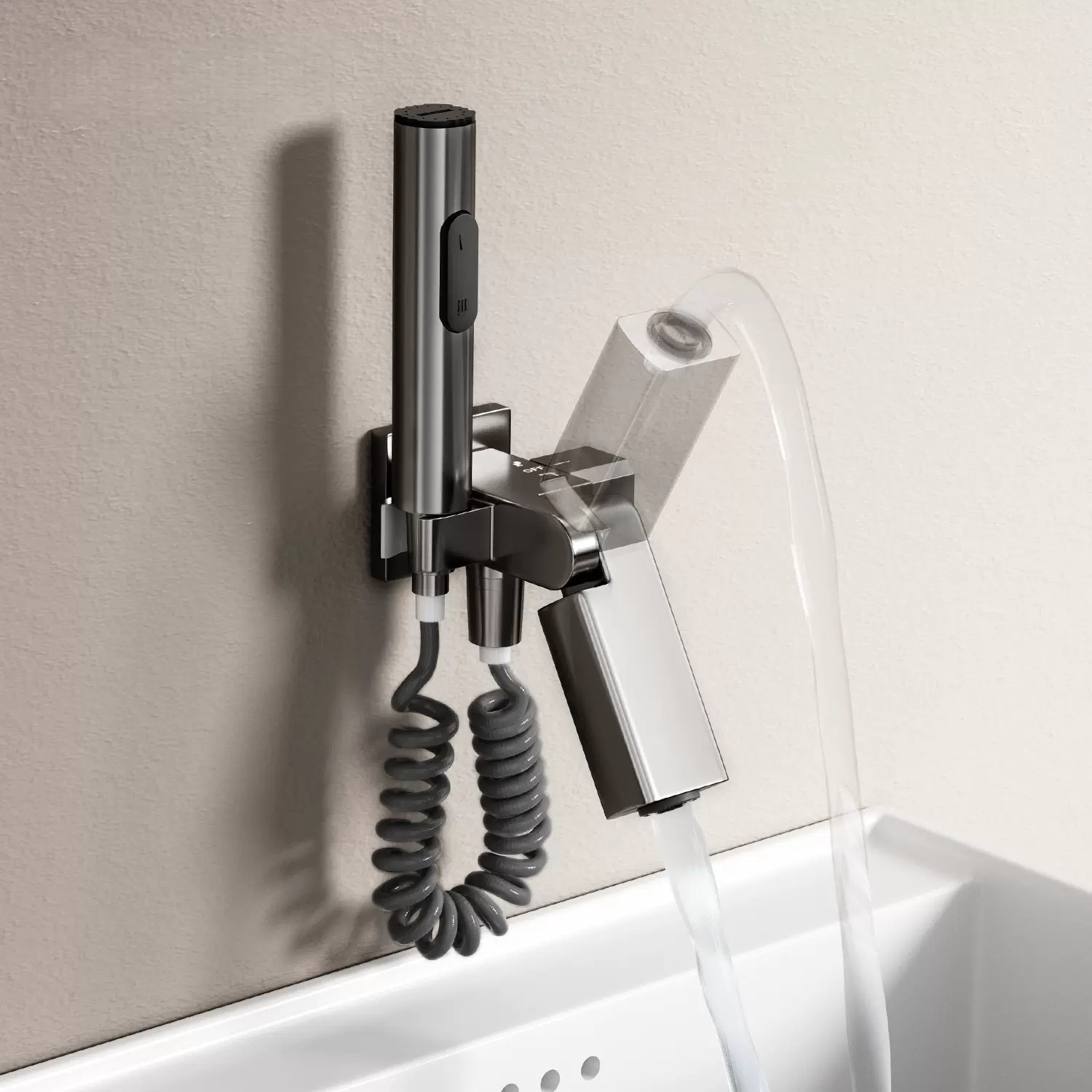 铜马桶伴侣喷枪冲洗一进二出水龙头角阀带水枪高压厕所卫生间家用