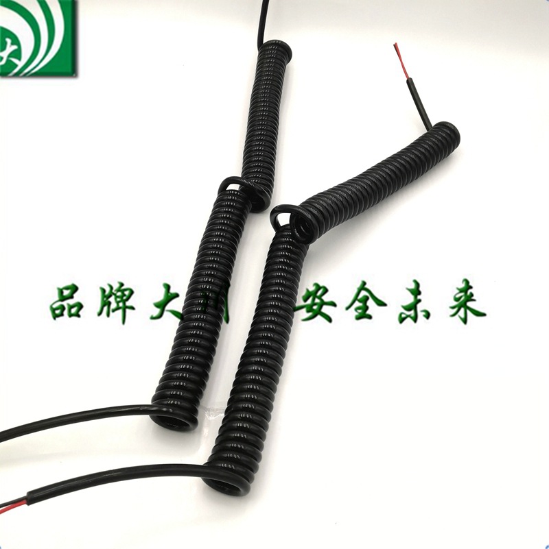 PU双弹簧线，双螺旋线2芯0.5平方黑色,PU双曲线长度可按照要求做