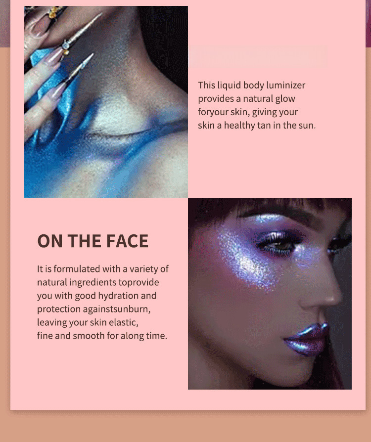 Body highlight spray fine flash colorful quicksand colored gold body painting polarized stage makeup festival FAFAMOON_voghion.com