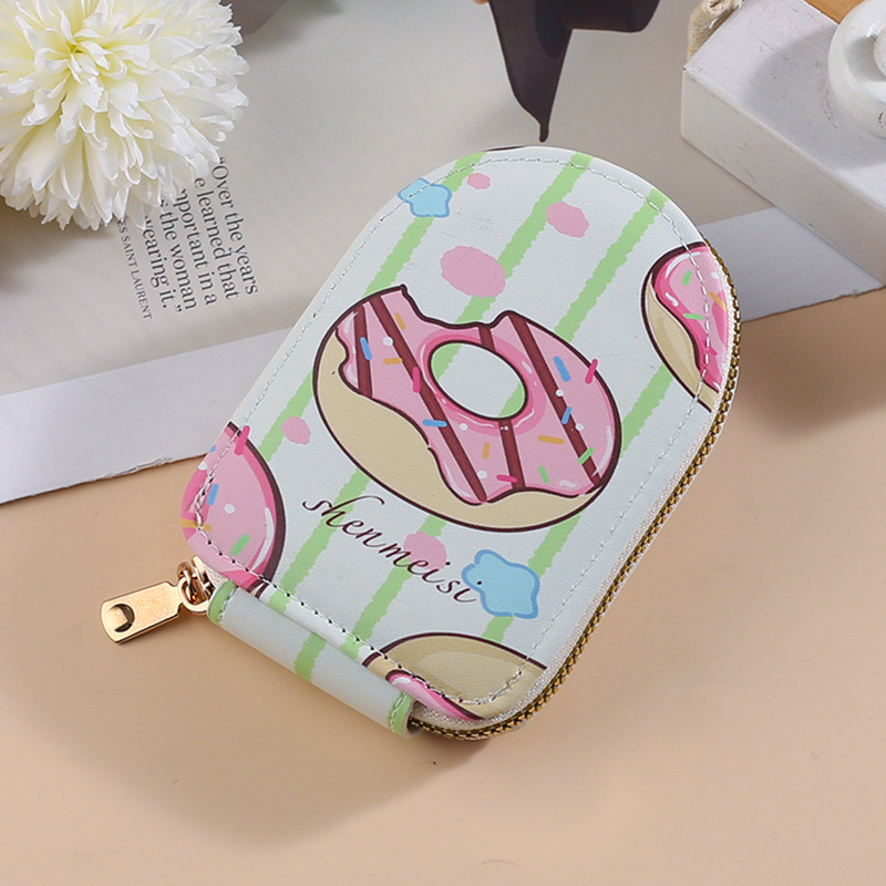 Ventas transfronterizas de dibujos animados donuts bolsa de tarjetas de órgano para mujeres tarjetas de órgano compactas de tarjetas de tarjetas múltiples bolsas de cambio