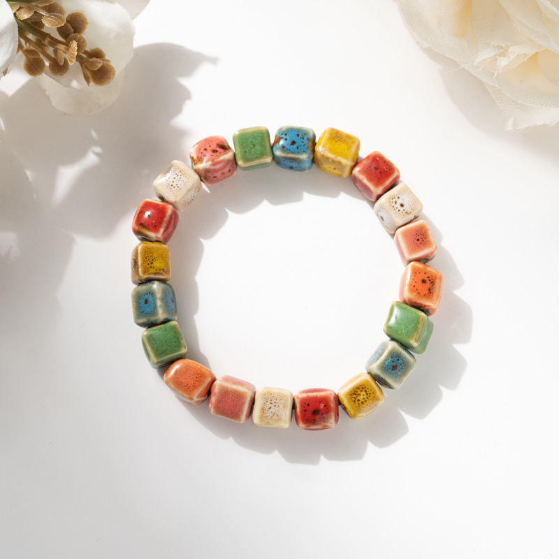 6-Flower glaze painted pottery (small squares)