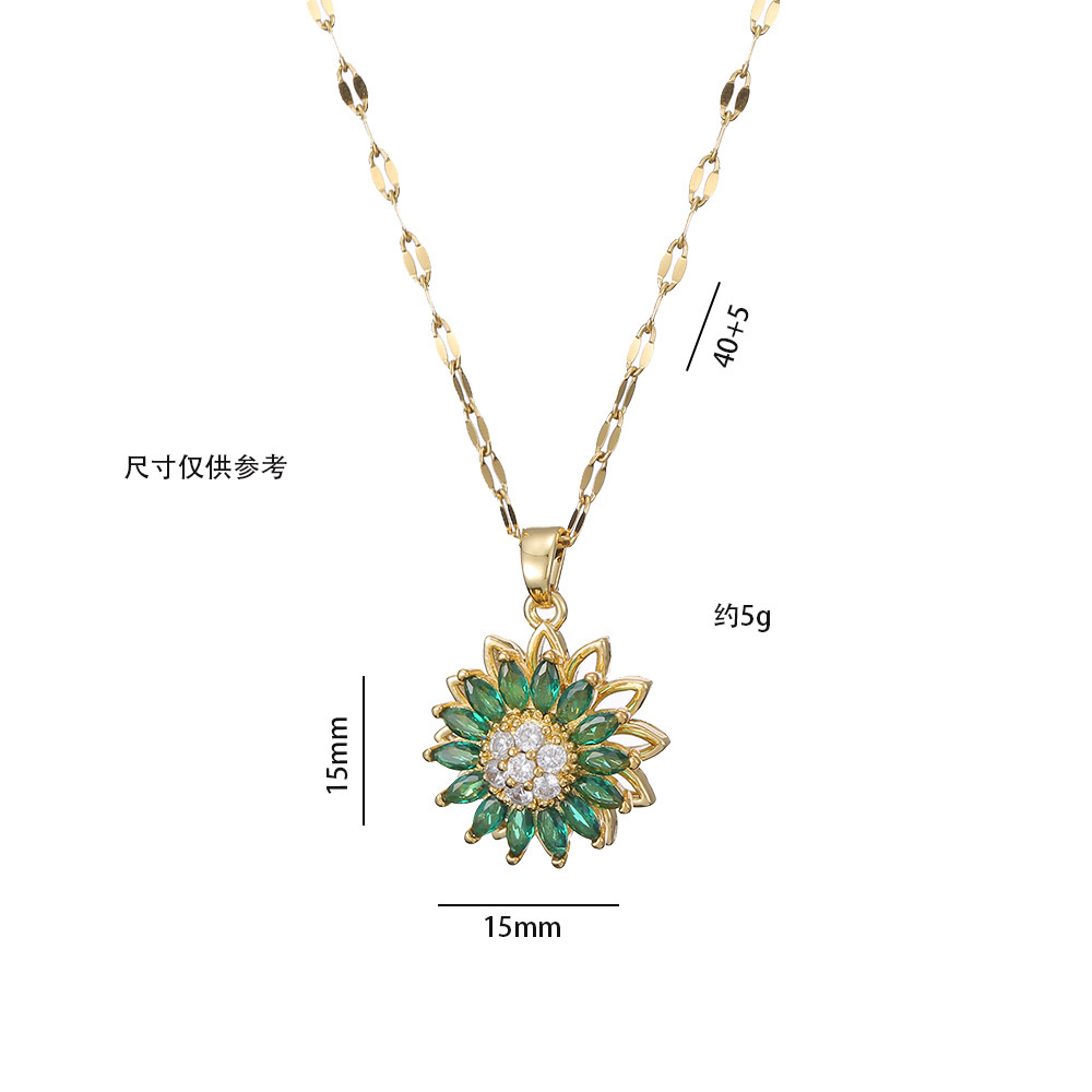 10g Weight Wholesale Jewelry Elegant Flower Titanium Steel Copper Diamond Jewelry Set