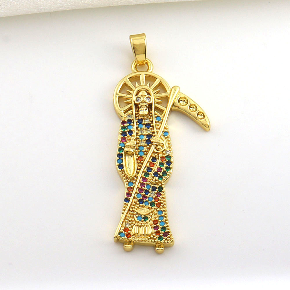 7g Weight Pendant Jewelry Making Type 14*45mm Jewelry Making Size Zircon Inlay Material DIY Jewelry Accessories Classification 1 Piece Quantity Copper Material Father St. Jude Pattern All Seasons Season Plating Design Glam, Retro Style 1 Piece 14*45mm Copper Zircon Father St. Jude Pendant 9