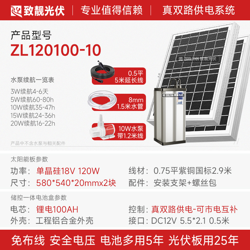 Single crystal, lithium battery, 120W, 10W