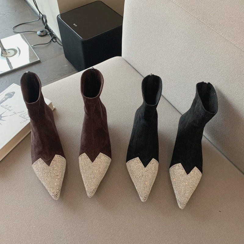 Корейские тощие сапоги женские 2022 новые остроконечные каблуки