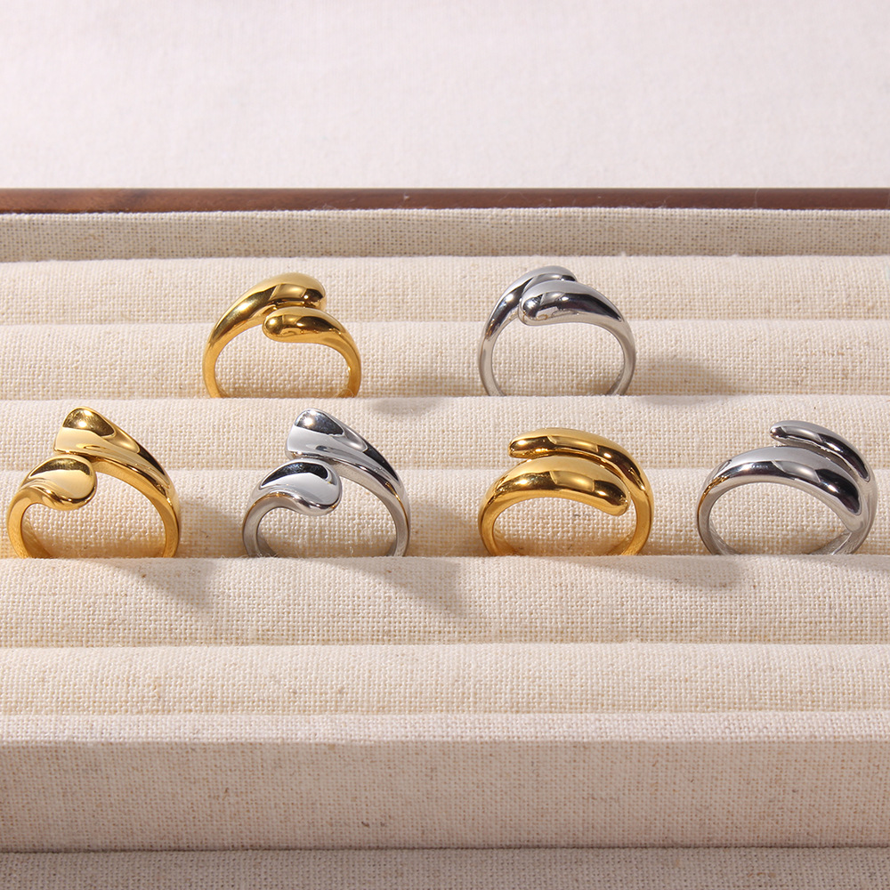 8g Weight Wholesale Jewelry IG Style Basic Geometric 304 Stainless Steel 18K Gold Plated Plating Open Rings