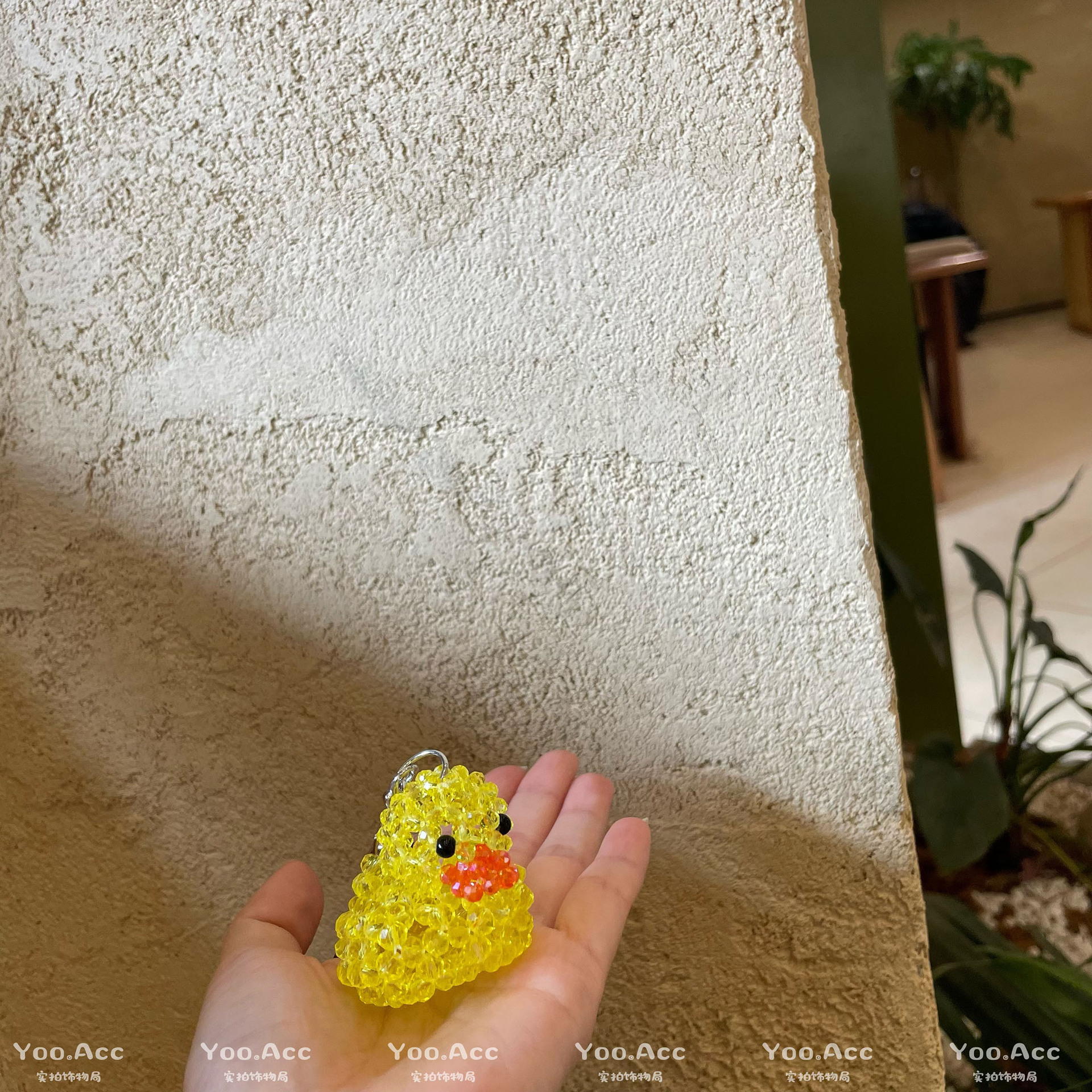 YOO real ~ explosión lindo pato amarillo con cuentas hechas a mano llavero coreano Dongdaemun ins bolsa de personalidad colgar nuevo