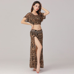 New autumn and winter large size belly dance practice clothes suit mesh oriental dance performance clothes slit skirt