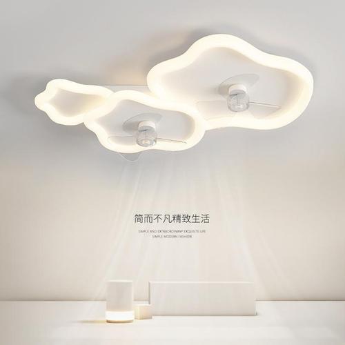 French Cream Trendy Drum Chandelier for Living Room, Modern Smart Bedroom Ceiling Lamp with Creative Fan Lamp for Restaurant