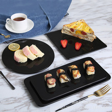 黑釉陶瓷餐盘水果蛋糕甜品面包盘酒店小吃寿司盘子早餐盘平板托盘