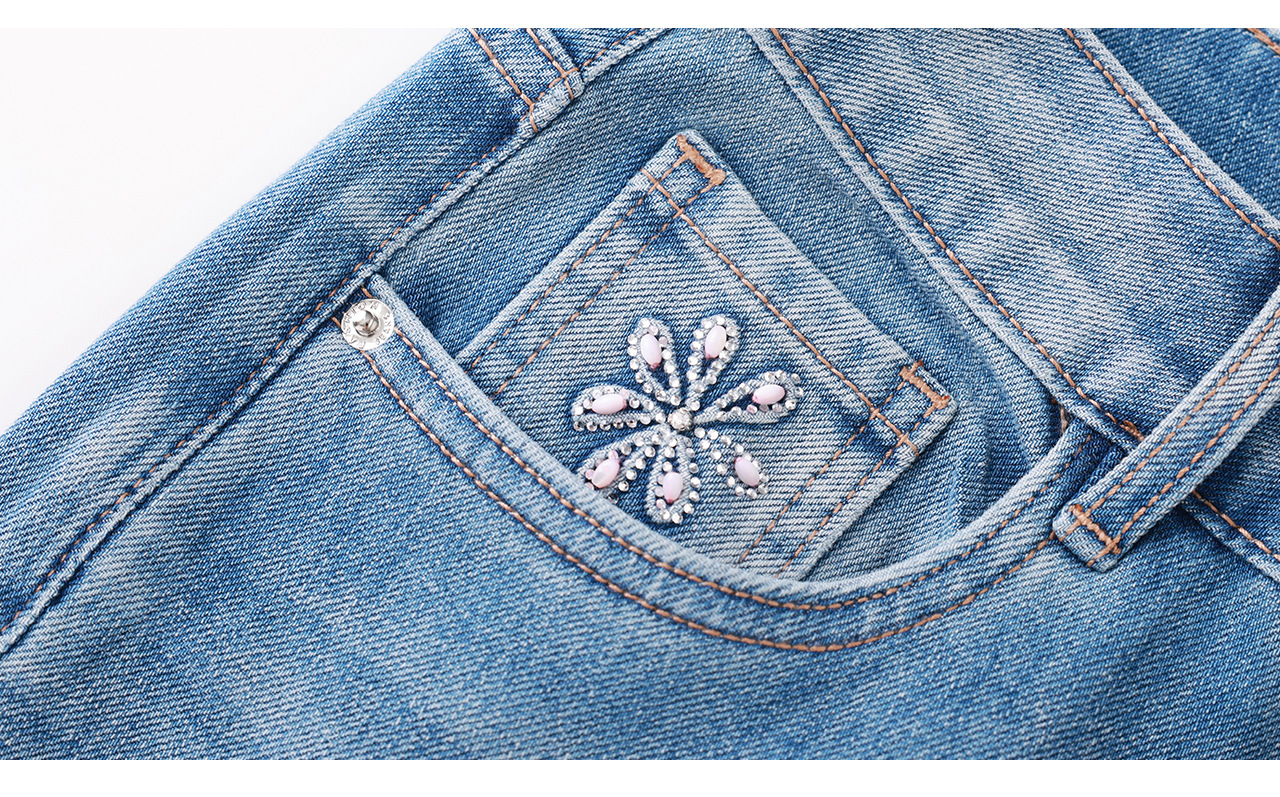 Quần jean nữ ống loe vải cotton wash lạnh co giãn 4 chiều phiên bản mỏng mùa hè — xanh lam chi tiết 29