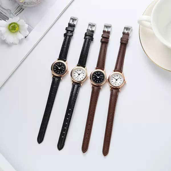 Cross-Border Hot-Selling Korean-Style Watch for Female Students, Simple and Cute, Junior High School Retro Literary Style, Thin Strap, Small Dial, Couple Watch
