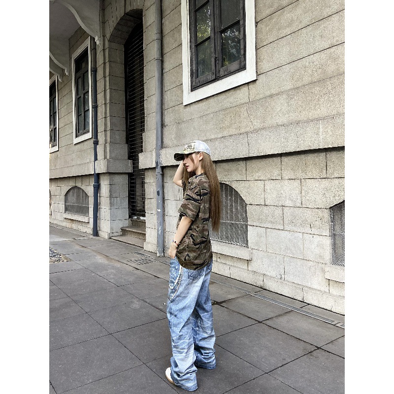 Vintage American Style 3D Printed Striped Cat Whisker Loose Straight Leg Jeans For Men And Women_mkmklike.com