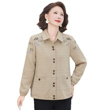妈妈春秋外套2025新款中年女秋装上衣洋气大码衬衫中老年休闲衣服