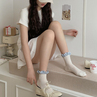 Lolita Socks Women's European Lace Socks White Cotton Socks Boneless Anti-Pilling Socks Japanese Girls' Socks