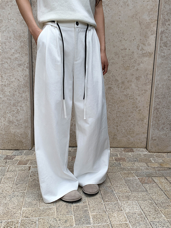 MOXI十三行女装2025秋季新款韩版休闲阔腿裤女白色直筒裤休闲长裤|undefined