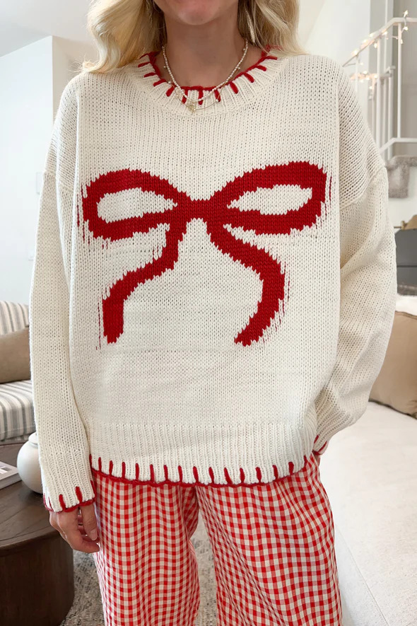 Vêtements pour femmes 2024 nouveau pull de style paresseux haut tricoté nœud jacquard vêtements d'extérieur amples pull pour femmes_voghion.com