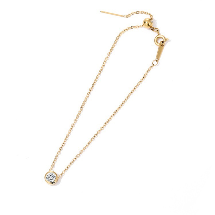 Simple Style, Commute Style 1 Piece Stainless Steel Zircon Round Polished DIY Jewelry Accessories Beads