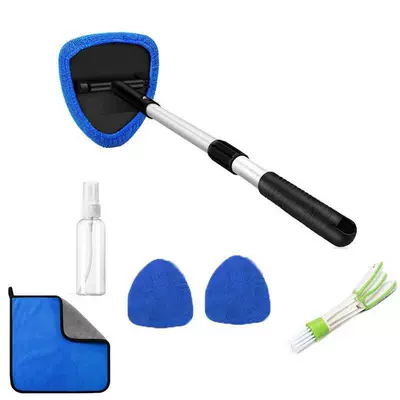 Set | Car cleaning tools - one-set-pentagonal-telescopic-pole-3-cloth-covers-spray-bottle-detail-brush-towel