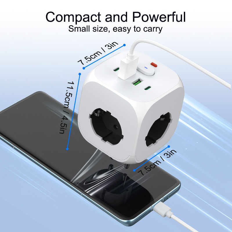 Euro cubo de conversión enchufe de cuatro lados con conector de viaje USB tipo C convertidor europeo fábrica transfronteriza