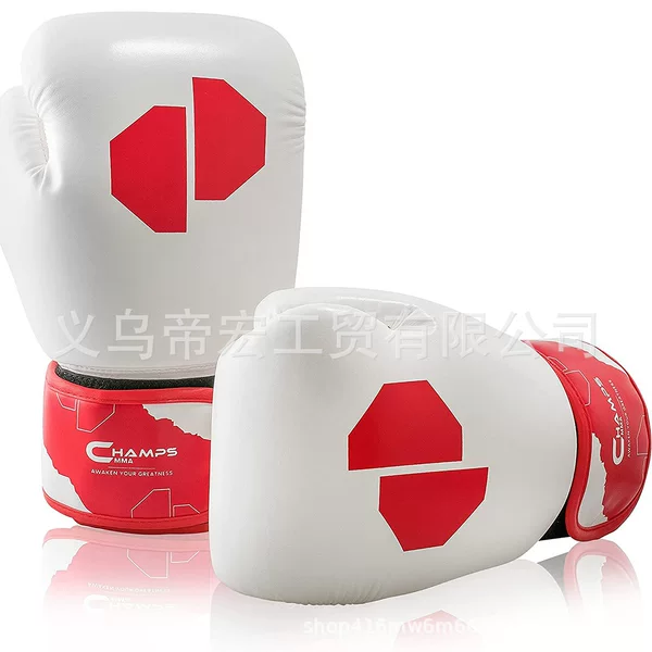 New Design Export Boxing Gloves Black, Red and White Two-Color Optional Pu Leather Breathable Boxing Gloves 8oz 10oz 12O