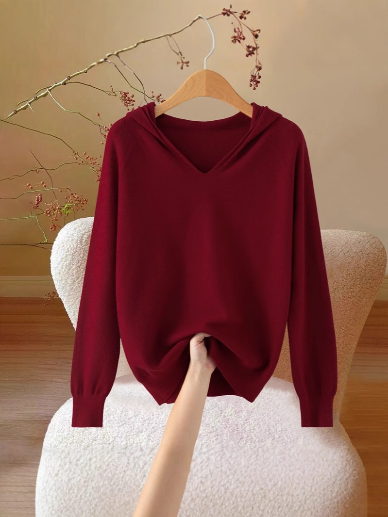 Demi-season woolen hoody, sweater, knitted long-sleeve, sleeves, hoodie 5