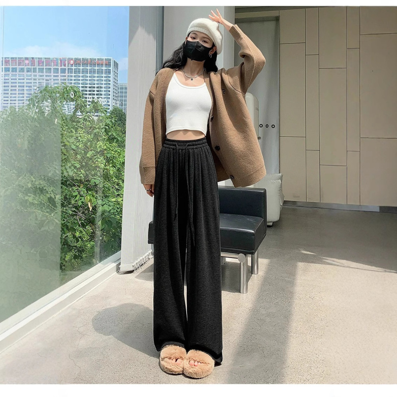 Women's Straight-Leg Pants for Spring and Autumn, Casual Long Pants, Lazy Style, Loose Fit