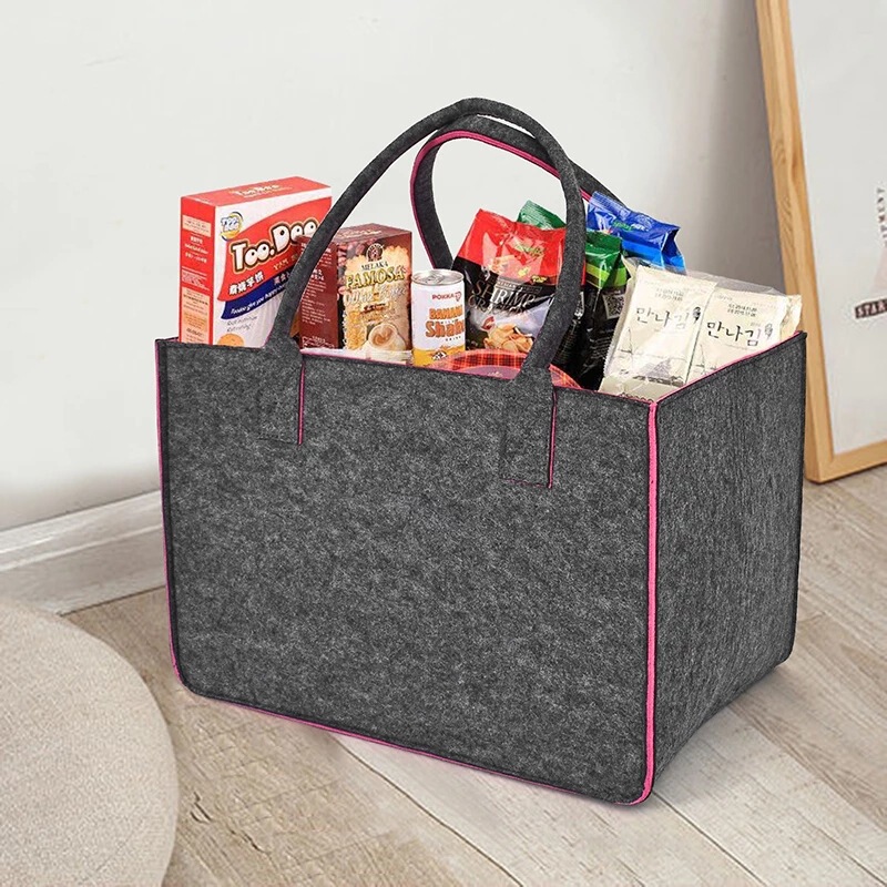 Portable Felt Tote Bag with Pattern, Gift Shopping Bag, Promotional Felt Tote Bag, Foldable Storage