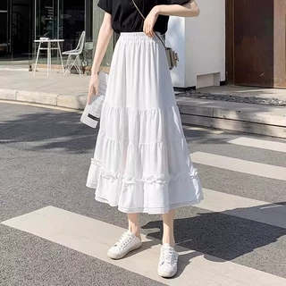 半身裙少女夏装2025新款初中高中学生松紧腰时尚仙女蛋糕中长裙子