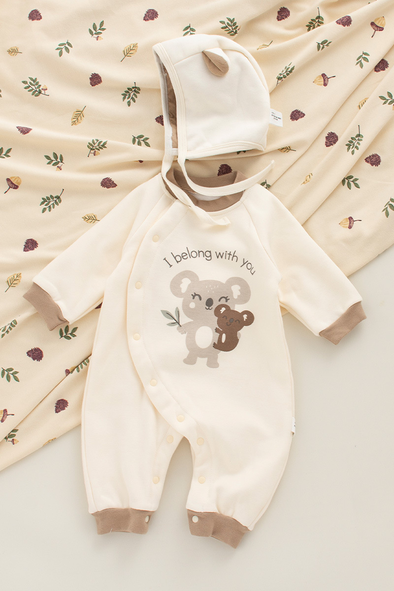 Koala más traje de mamelón de terciopelo (1 talla más pequeña) (sombrero de una pieza)