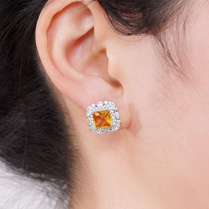Zircon Crystal Stud Earrings For Men And Women Elegant Style_voghion.com