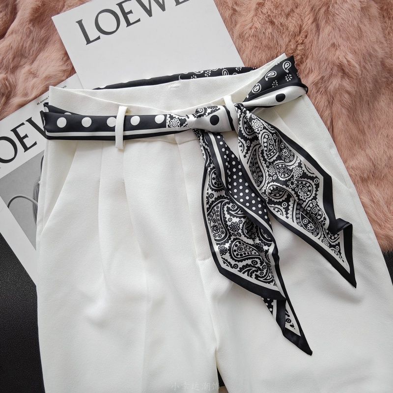 Small Cashew Silk Scarf Belt Tied Around the Waist Accessories Ribbon Hairband Matchinging Jeans Skirt Decoration Women 2025 New Style