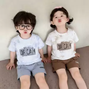 2026 New Summer Short-Sleeve Set for Men and Women with Full Letter Print T-Shirt, Casual Trendy Two-Piece Set Wholesale
