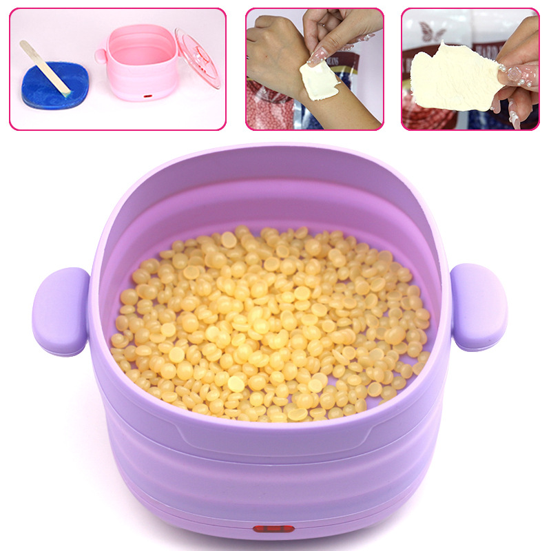 Mini máquina de terapia de cera olla de cera de silicona plegable olla antiadherente resistente a altas temperaturas fácil de limpiar máquina de fusión de cera de temperatura constante integrada