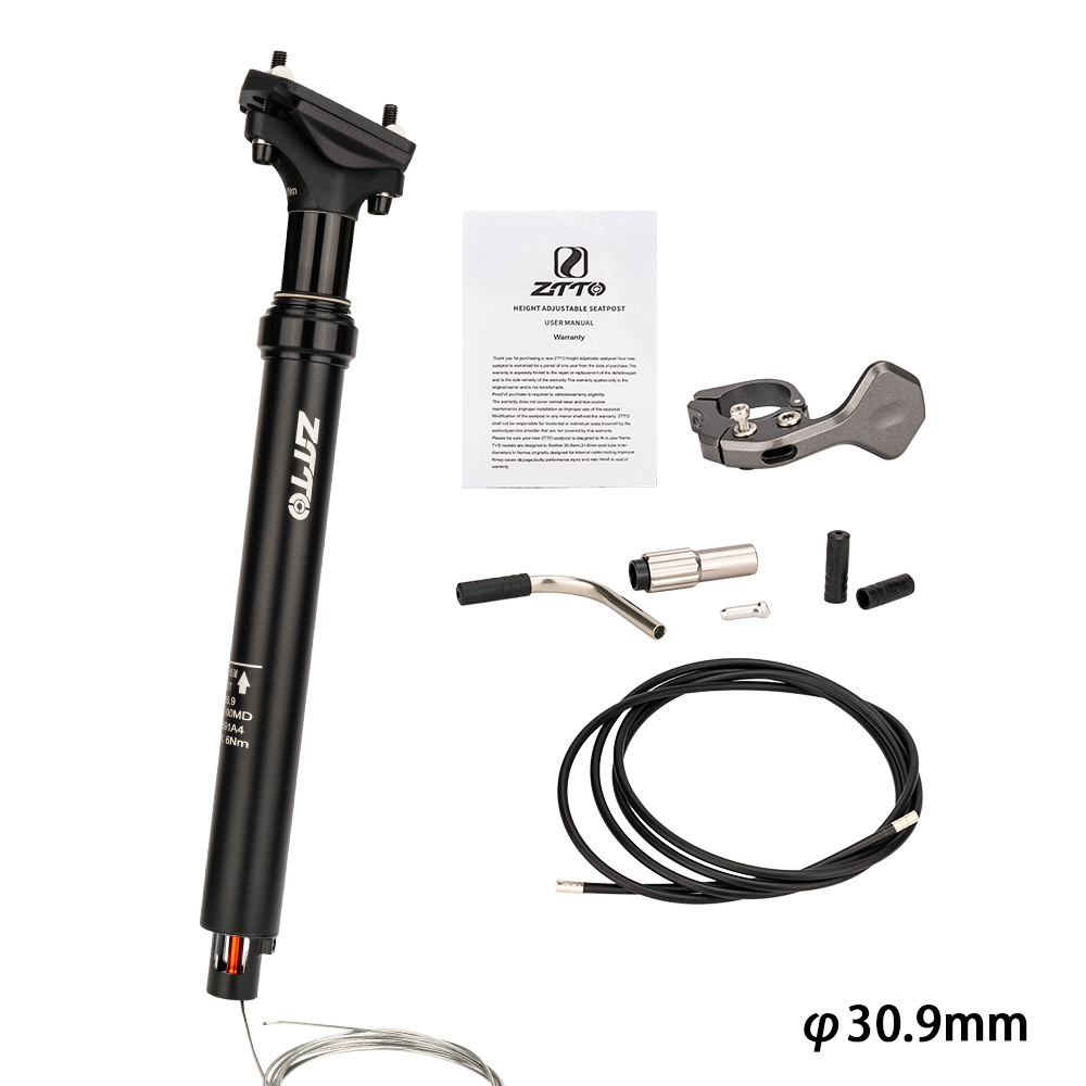 Tubo de asiento de elevación de montaña Tubo de asiento de elevación de presión de aire de bicicleta de montaña Tubo de asiento telescópico controlado por cable Varilla de asiento de aleación de aluminio de bicicleta