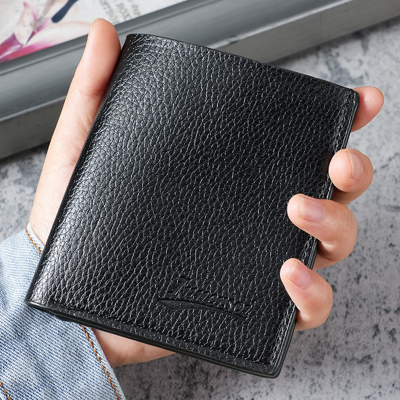 Wallet Men's Vertical Personalized Business Fashion Universal Simple Litchi Pattern Thin Wallet with Zipper Wallet Men's Vertical Personalized Business Fashion Universal Simple Litchi Pattern Thin Wallet with Zipper