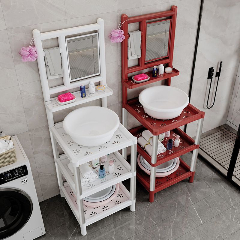 Floor-Standing Washbasin Rack for Home Use, Traditional Storage Rack for Bathroom, Stainless Steel Washbasin Rack, Floor-Standing Style for Rural Modern Use