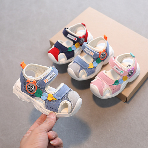 2024 Summer New Cartoon Caterpillar Boys Baotou Baby Sandals Girls Functional Soft Bottom Children's Beach Shoes