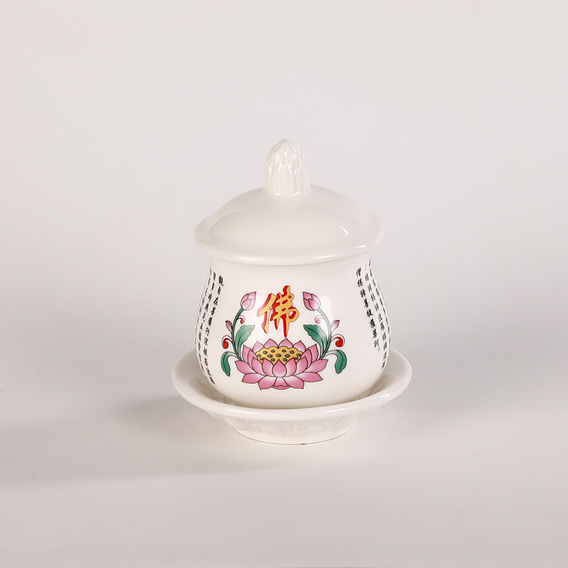 陶磁器の工芸品は仏の聖水杯観音の浄水杯の道家の仙の家の用品を供えます。|undefined