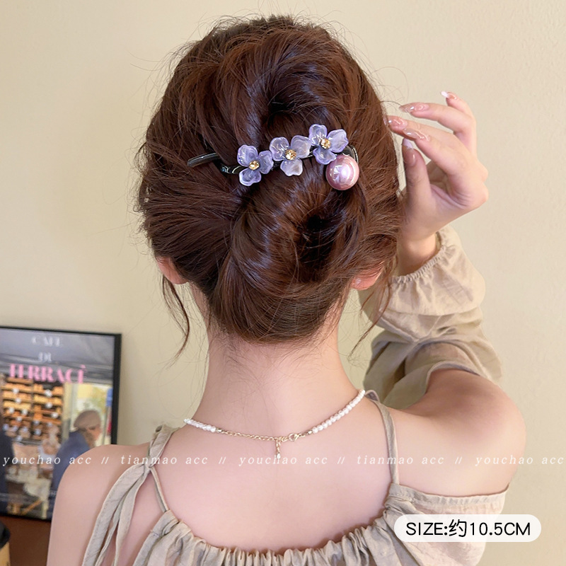 3# Clip giratorio de flor morada: aproximadamente 10,5 cm